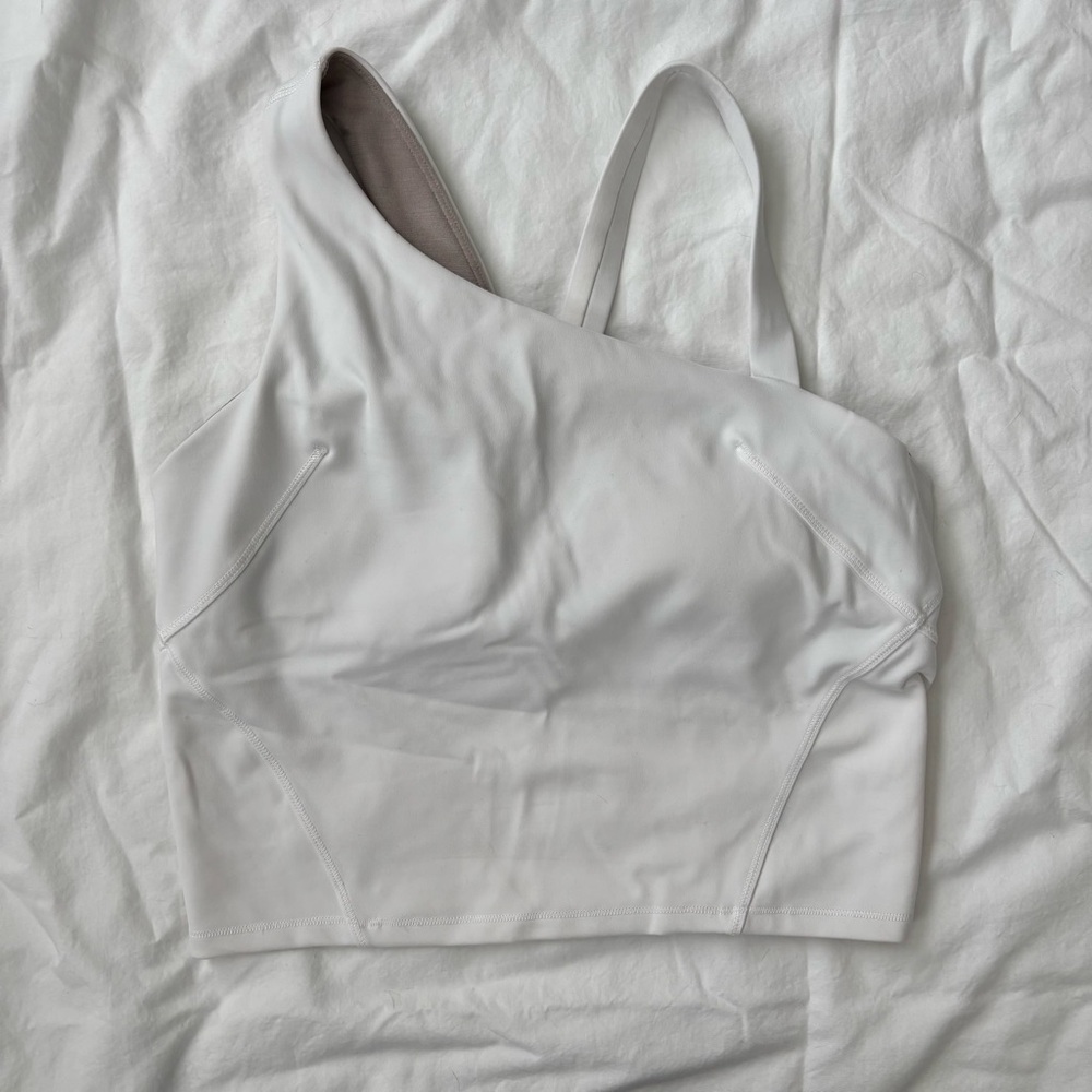 Lululemon White Asymmetrical Crop Top Size 6